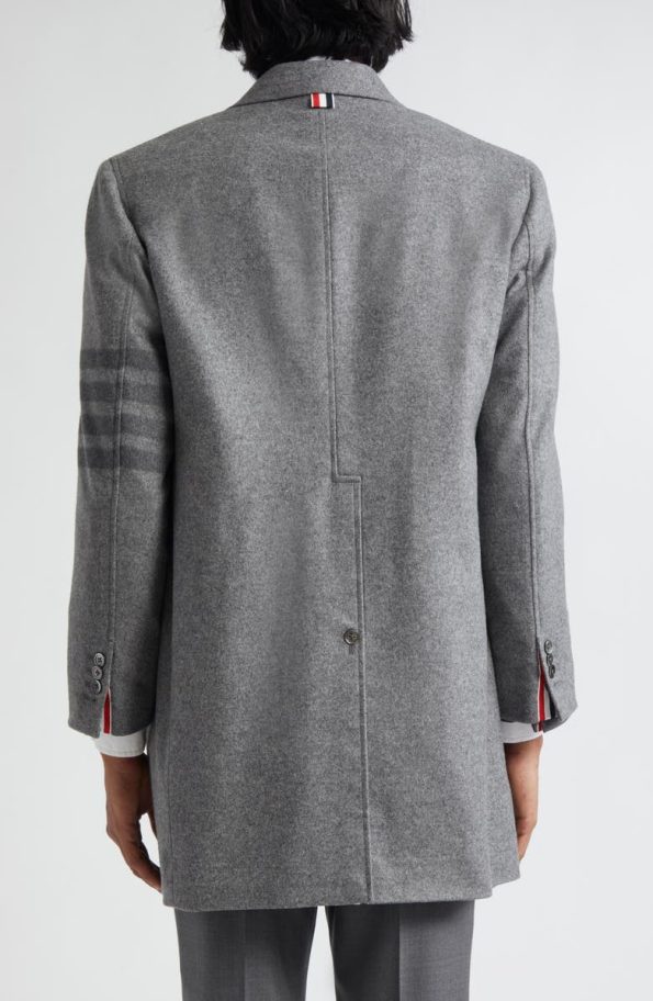 Thom Browne 4-bar Patch Pocket Cashmere Felt Topcoat.