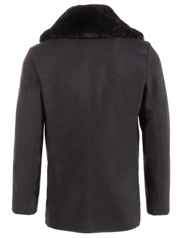 Thompson Black Melton Wool Coat.