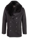 Thompson Black Melton Wool Coat