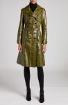 Tom Ford Olive Snakeskin Embossed Leather Trench Coat