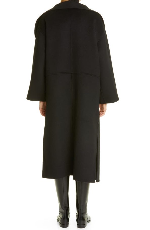 Toteme Annecy Open Front Black Wool & Cashmere Coat