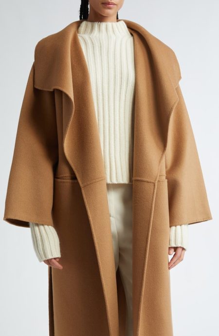 Toteme Annecy Open Front Camel Wool & Cashmere Coat