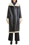 Toteme Signature Black And White Lambskin & Shearling Coat