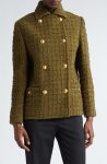 Versace Heritage Texture Tweed Wool Blend Peacoat