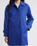 Via Spiga Balmacain Water Repellent Blue Cotton Blend Coat