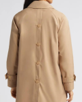 Via Spiga Balmacain Water Repellent Camel Cotton Blend Coat