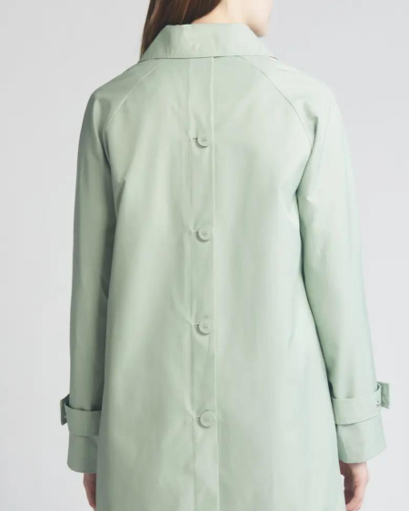 Via Spiga Balmacain Water Repellent Pistachio Cotton Blend Coat.
