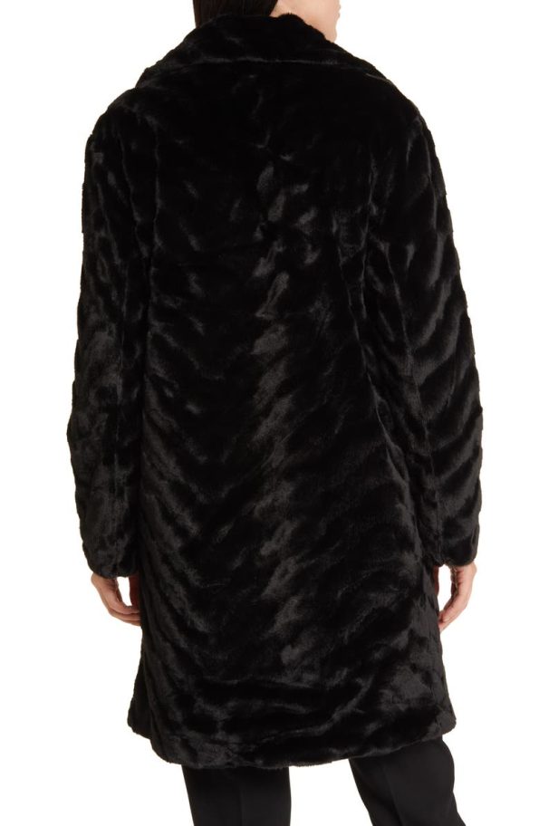 Via Spiga Black Double Breasted Faux Fur Coat.