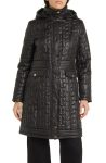 Via Spiga Black Quilted Hooded Coat