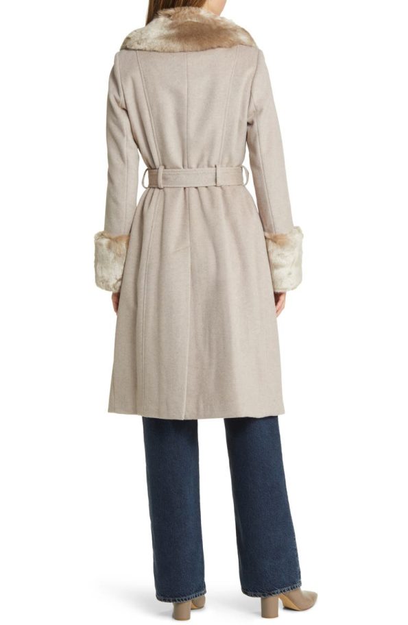 Via Spiga Bone Wool Blend Belted Coat