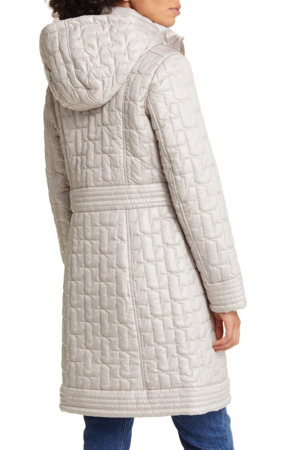 Via Spiga Oyster Quilted Hooded Coat.