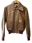 Vintage 70s A 2 Leater Three Star Zip Leather Jacket