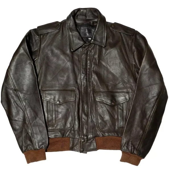 Vintage A-2 Flight Black Painted Leather Jacket.