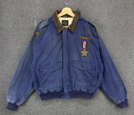 Vintage Avirex Limited China A-2 Blue Bomber Jacket