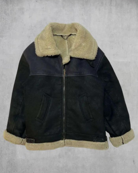 Vintage B-3 Type Black Leather Flight Jacket