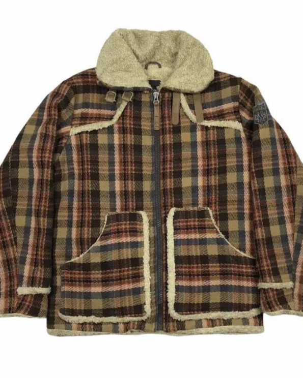 Vintage Diesel Shearling Pattern B-3 Military Jacket