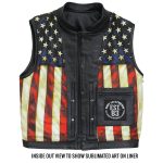 Vintage Flag Liner Carry Conceal Hot Leather Vest