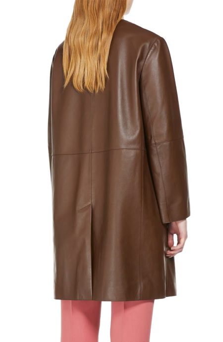 Weekend Max Mara Geyser Woven Placket Tobacco Coat