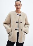 Women’s Beige Fur-effect Coat With Appliqués