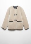Women's Beige Fur-effect Coat With Appliqués