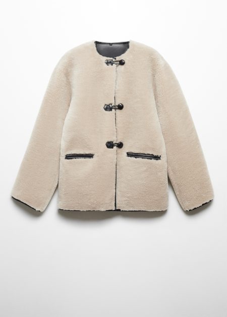 Women's Beige Fur-effect Coat With Appliqués