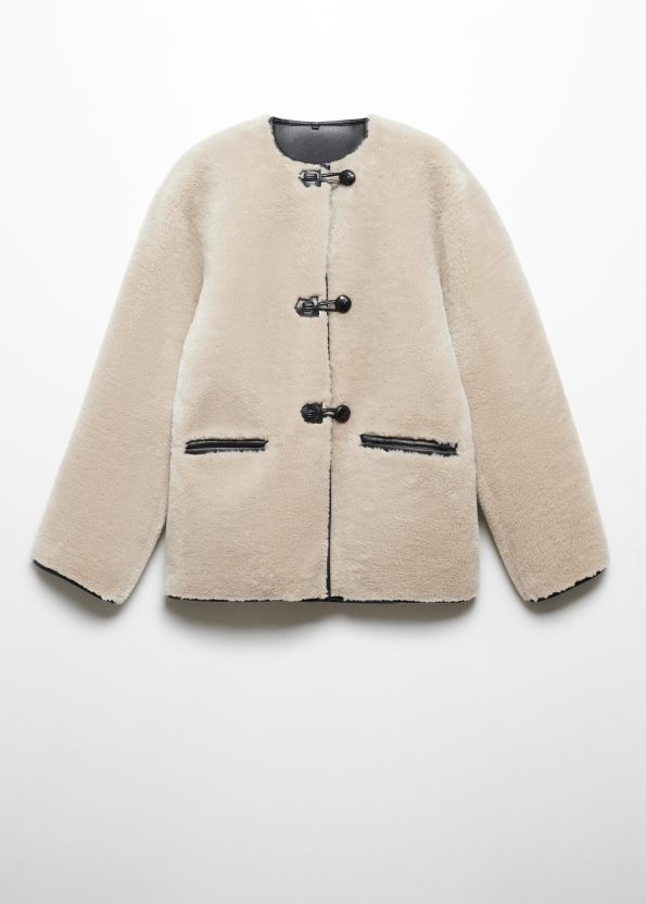 Women's Beige Fur-effect Coat With Appliqués