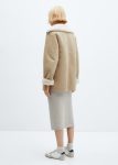 Women’s Beige Leather Shearling-lined Coat With Zip