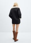 Women’s Black Leather Shearling-lined Coat With Zip