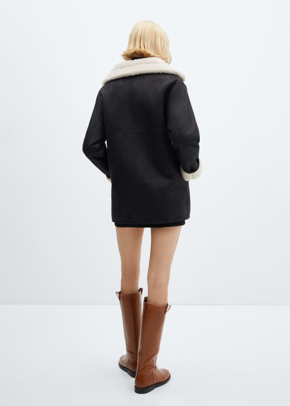 Women's Black Leather Shearling-lined Coat