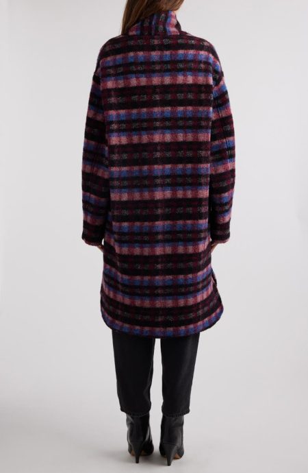 Women's Gabriel Abstract Print Pink Wool Blend Coat.