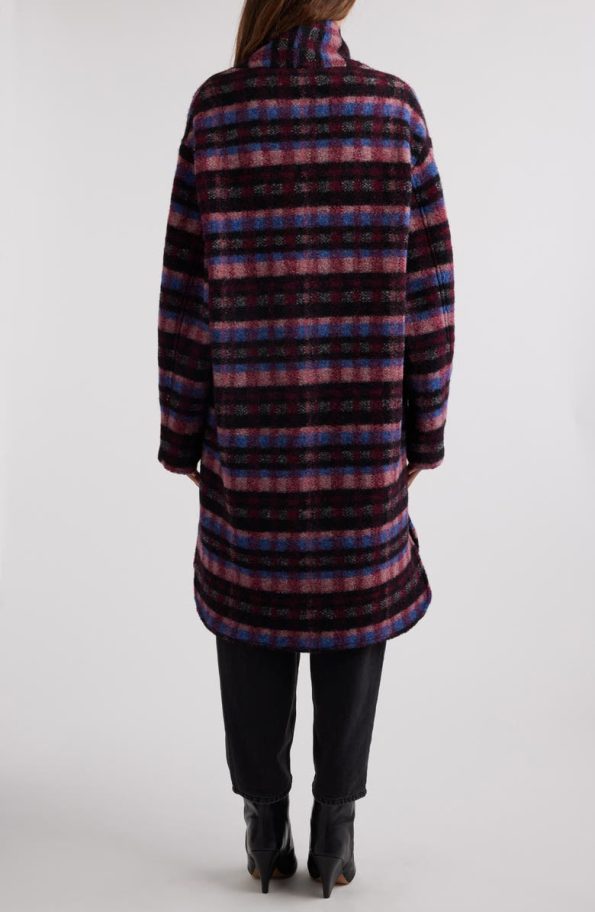 Women's Gabriel Abstract Print Pink Wool Blend Coat.