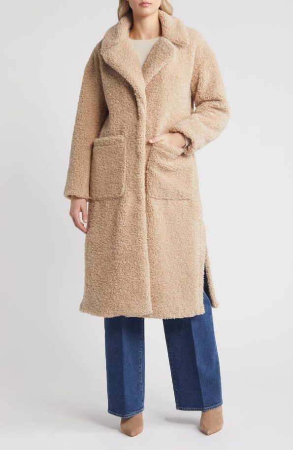 Women's Oatmeal Faux Shearling Teddy Coat