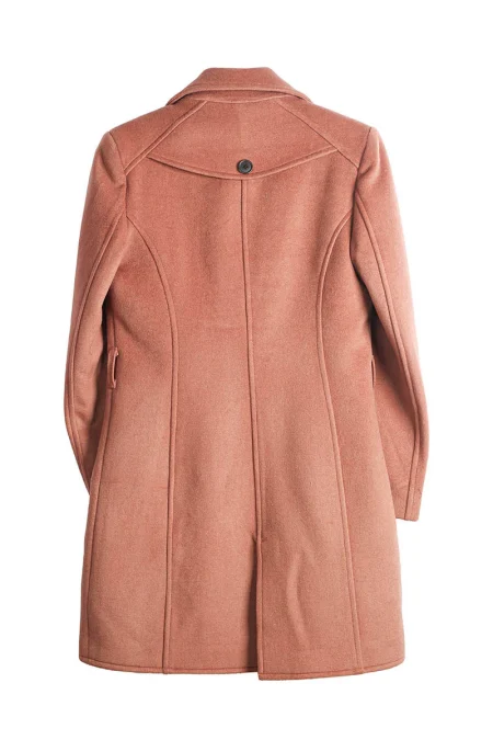 Women's Peach Double Breasted Long Coat.