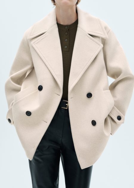 women's beige wool double-breasted coat