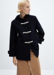 women’s navy blue hooded wool coat