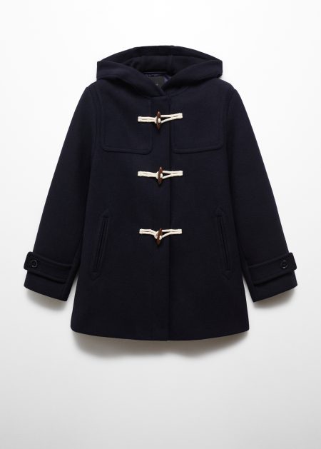 women's navy blue hooded wool coat