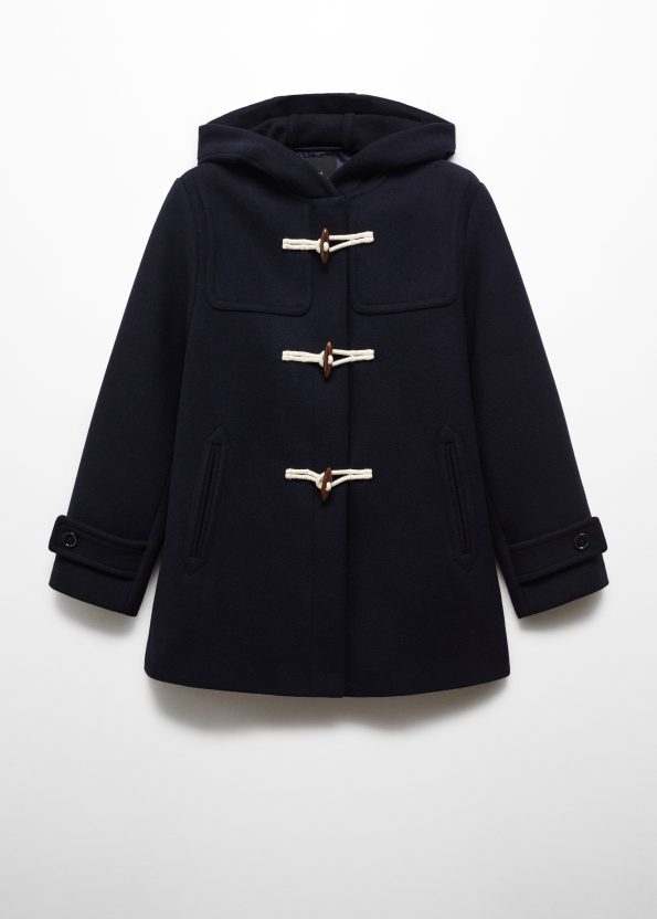 women's navy blue hooded wool coat