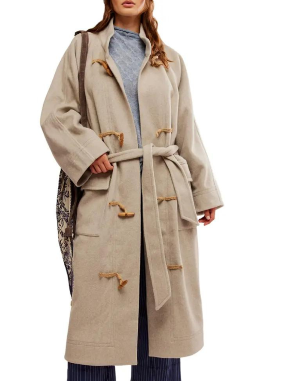 Alma Free People Heathered Coffee Long Duffle Coat