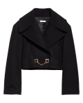 Area Black Wool Blend Crop Peacoat