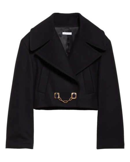 Area Black Wool Blend Crop Peacoat