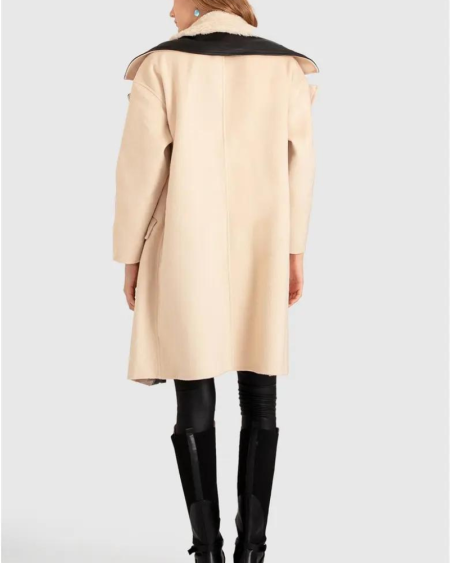 Belle & Bloom Watch Me Go Oversized Leather Trimmed Coat.