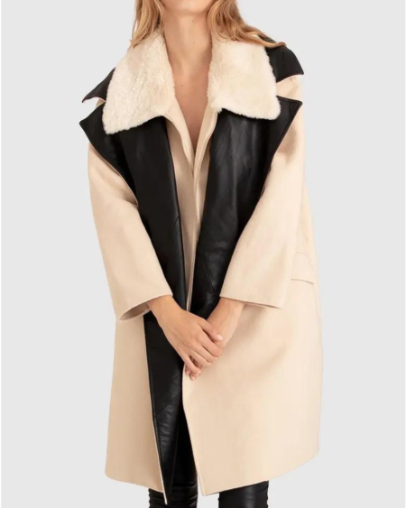 Belle & Bloom Watch Me Go Oversized Leather Trimmed Coat