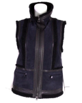 Blue Lambskin Leather Shearling Vest