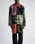 Bode Floral Genus Quilted Wool Blend Coat