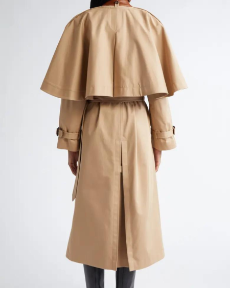 Chloé Cotton Gabardine Trench Coat With Cape.