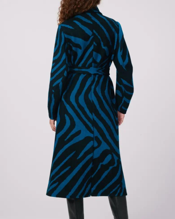 DVF Starsky Zebra Stripe Wool Blend Coat.