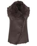 Dark Brown Genuine Shearling Leather Vest