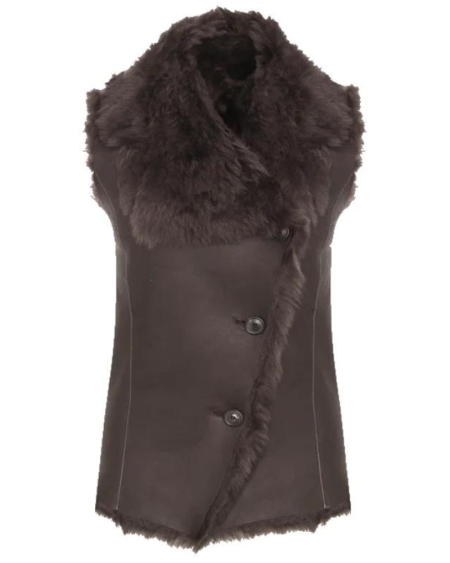 Dark Brown Genuine Shearling Leather Vest