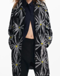 Desigual Black Marga Daisy Graphic Coat