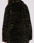 Diane Von Furstenberg Tanesha Zebra Olive Faux Fur Coat